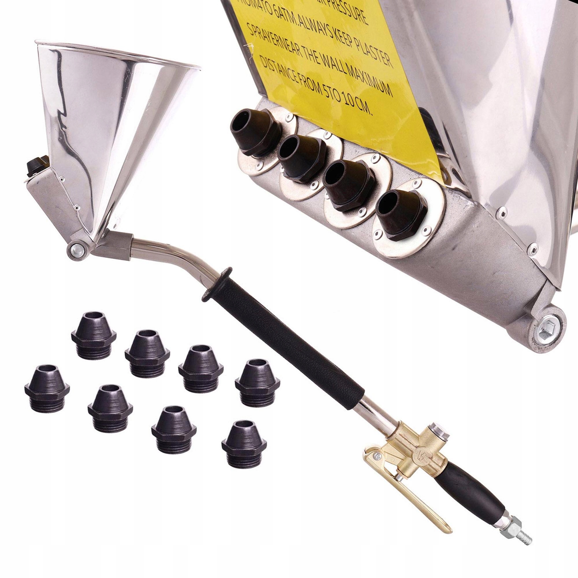 Pneumatická Omietkovačka Na Stropy 4 L, 8 Kovových Trysiek, Striekanie Malty