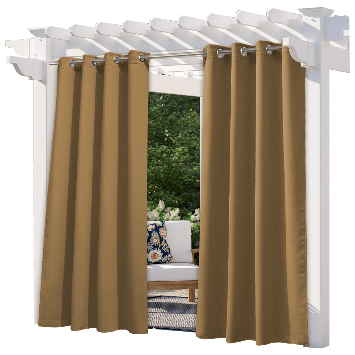 Zahradní závěsy na terasu 155 x 250 cm, výška cappuccino