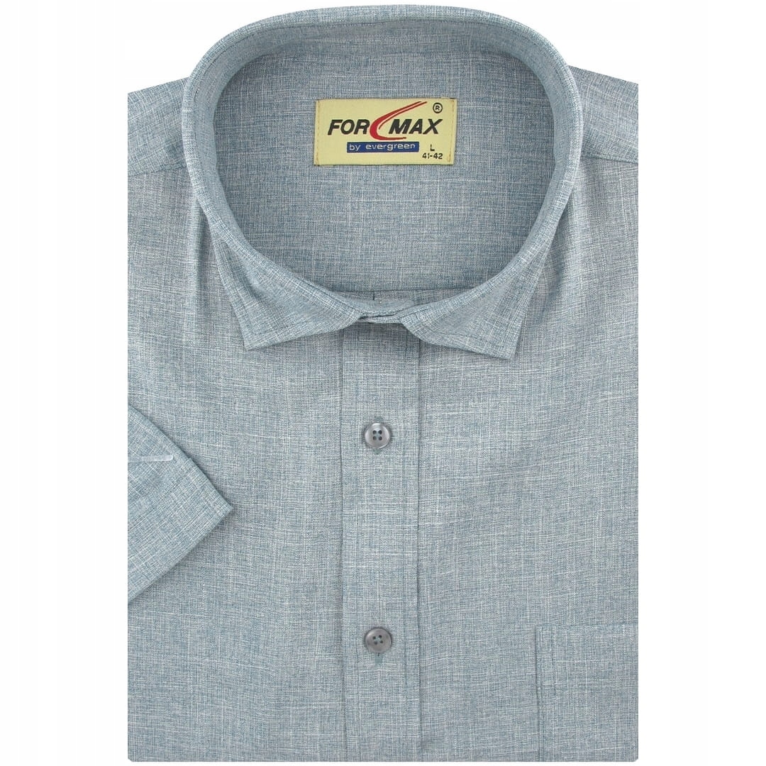 Koszula Męska Lniana Casual Gładka Zielona Regular Formax R276