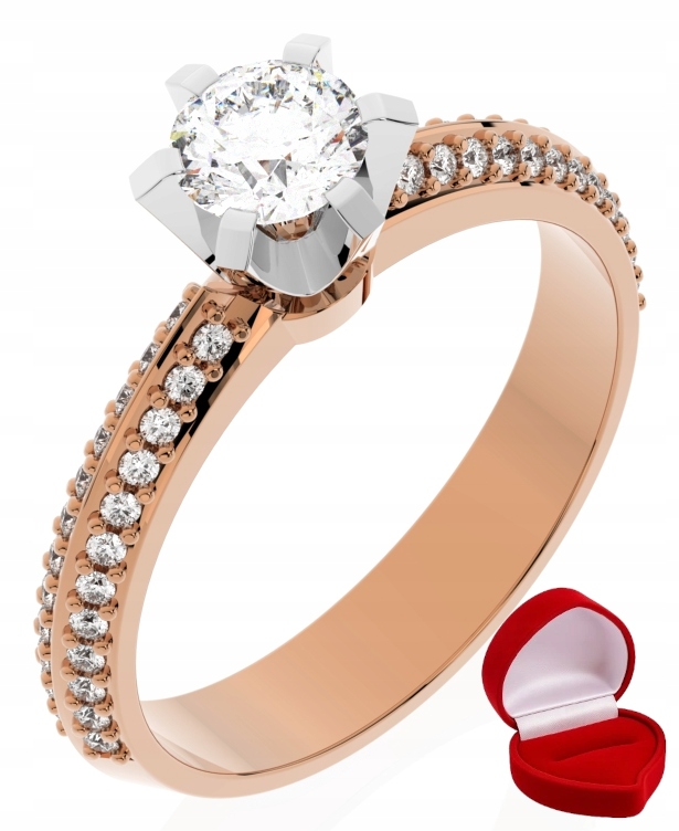 Zlatý Prstýnek 585 14k Brylant Lab 0,30 ct Růžové Zlato R29