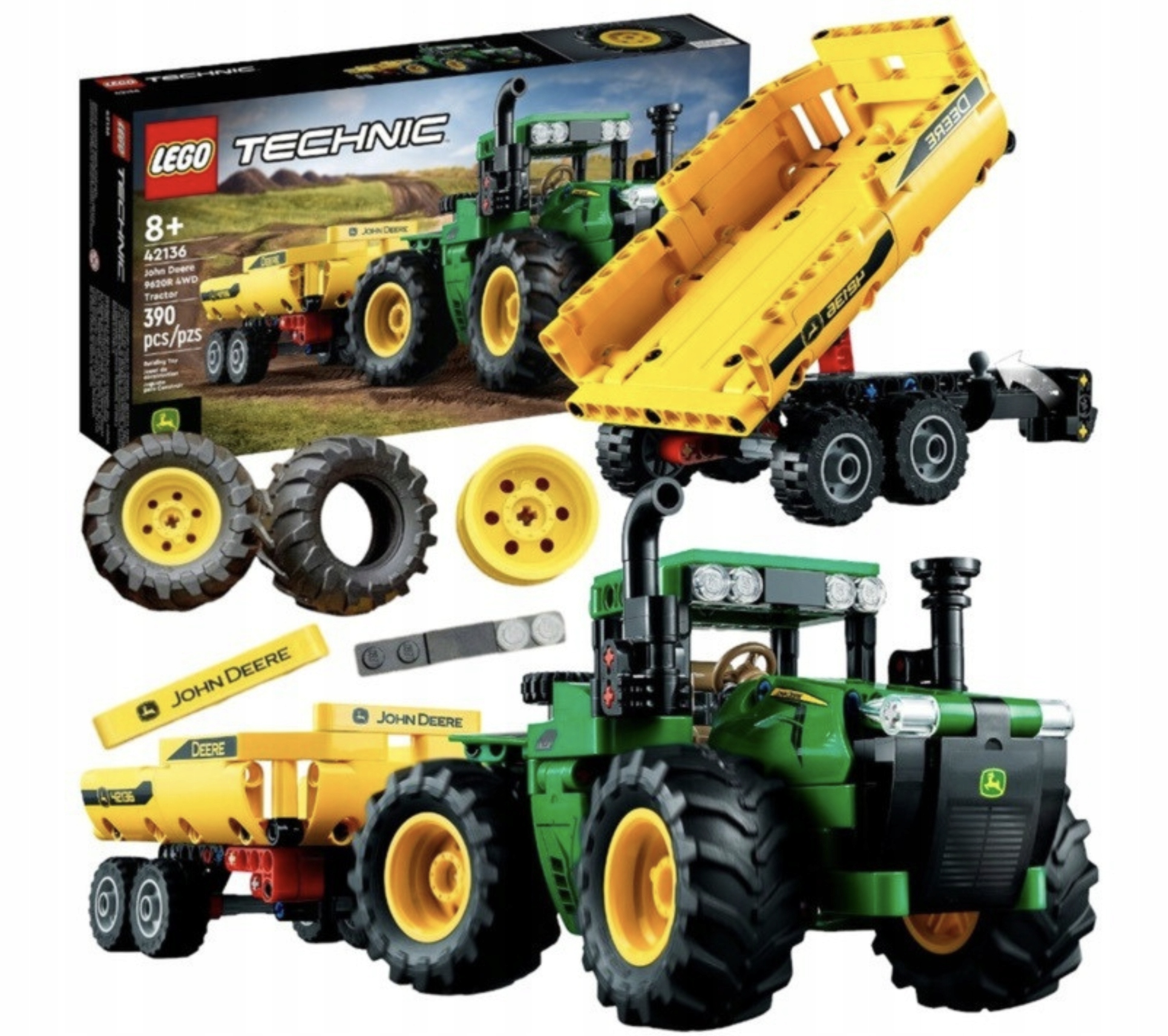 Zestaw Klocków Lego Technic Ciągnik Z Wywrotką Przyczepką Traktor