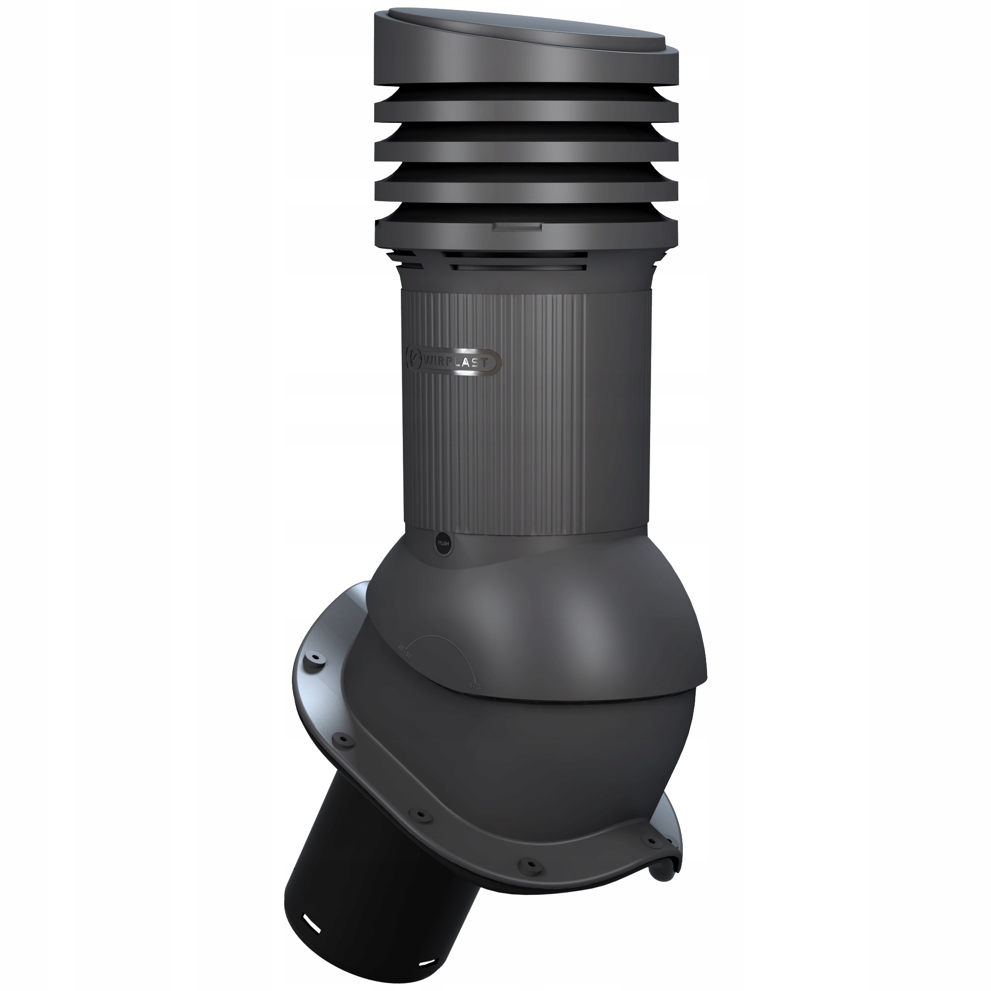 Větrací komín Wirplast Evo 125 s odtokem do plechové střešní krytiny trapézového typu