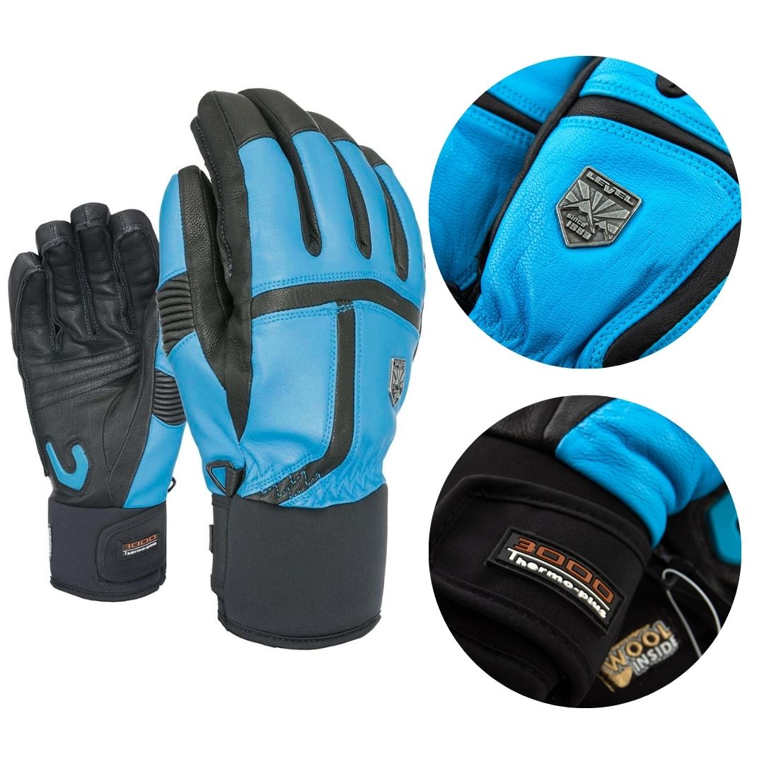 Rękawice męskie narciarskie Level Leather skórzane niebieskie r. S/m