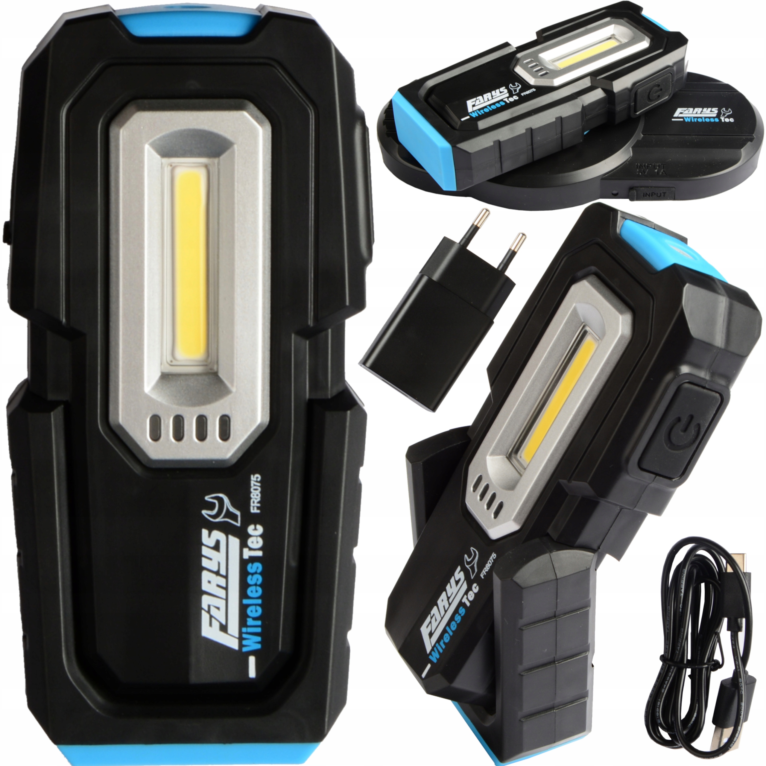 LATARKA WARSZTATOWA COB LED ZE STACJA LADUJACA USB