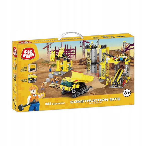 Elefun Klocki Plac budowy 888el MEGA ZESTAW KLOCKI