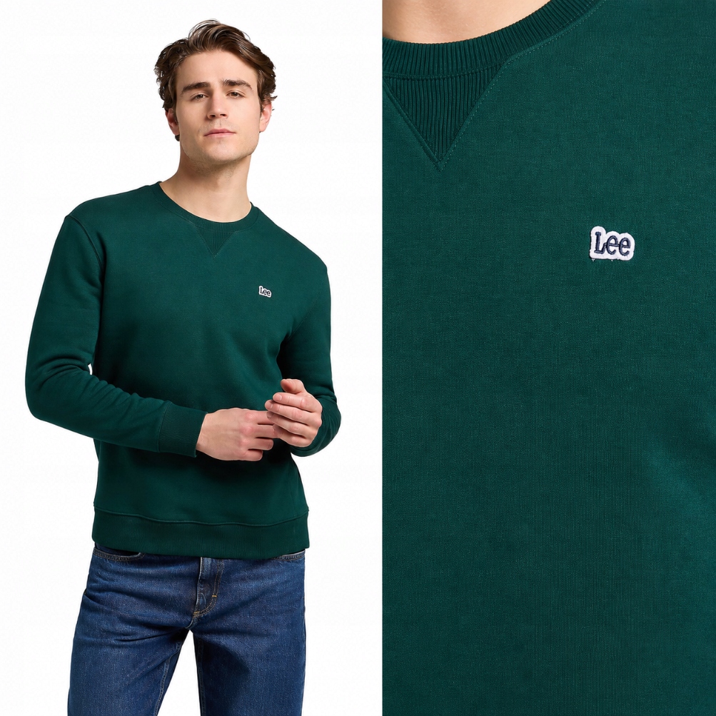 Lee pánská mikina zelená s kapucí Patch Crew Sweatshirt Jade Forest XL