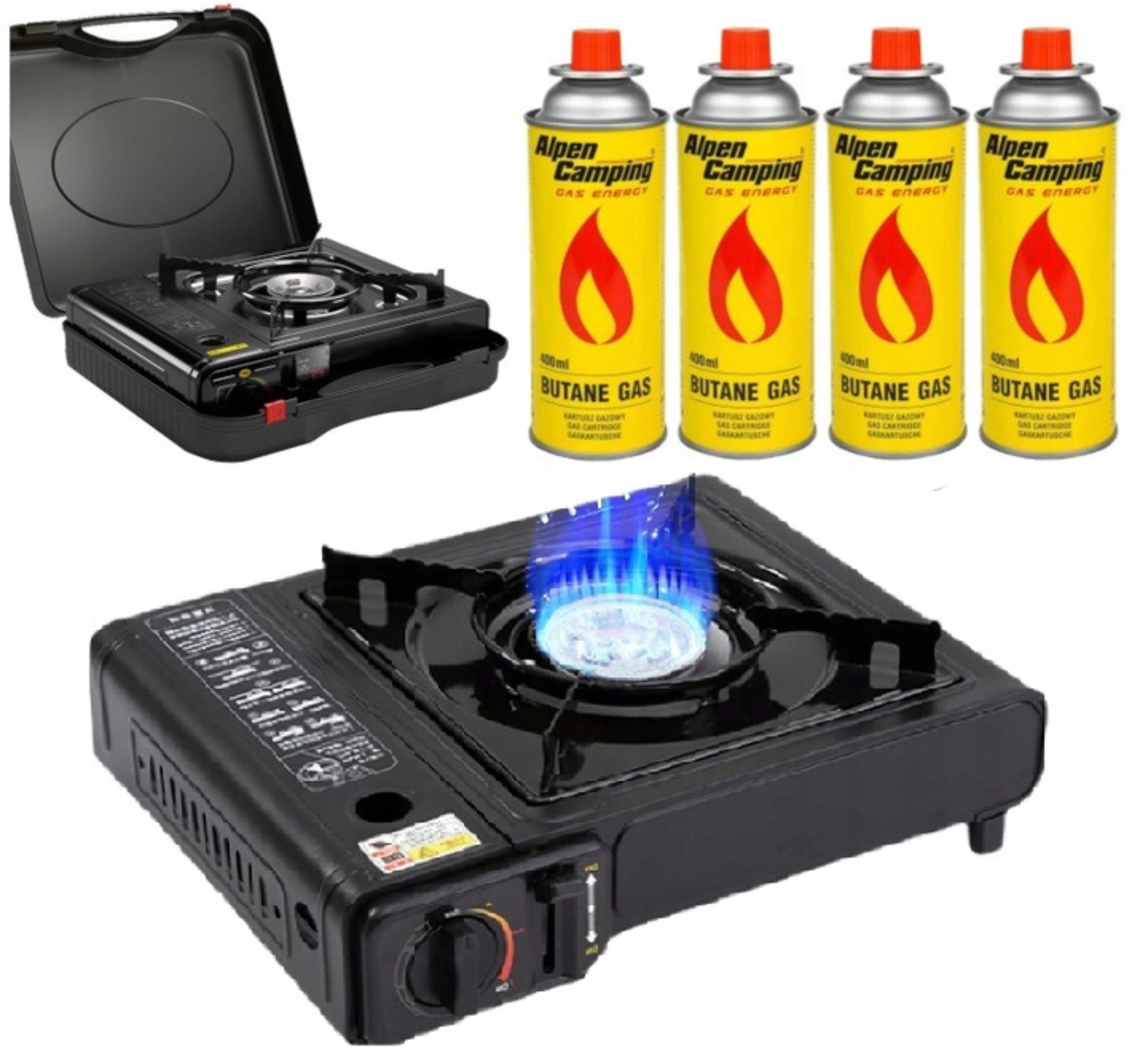 KUCHENKA GAZOWA TURYSTYCZNA PRZENOŚNA 4x GAZ 2 IN 1 + KARTUSZE ZESTAW