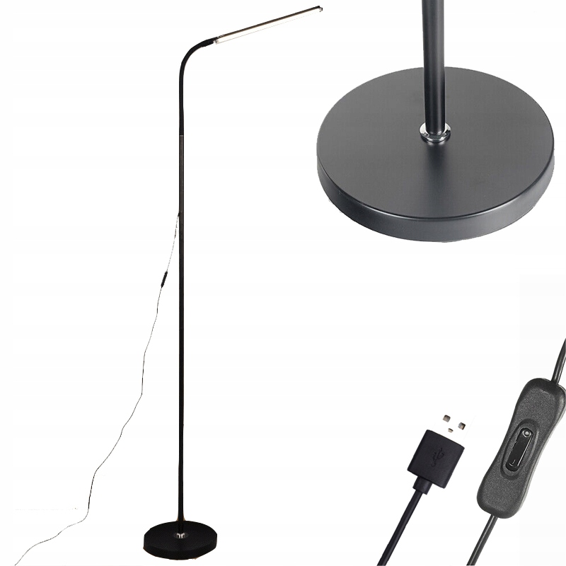 Usb Stojací Lampa Led 12W S Regulací Světla Stojícího Na Husím Krku
