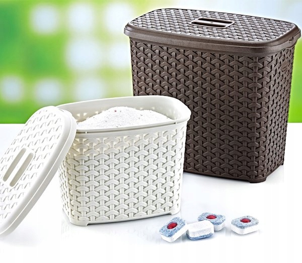 POJEMNIK NA PROSZEK DETERGNETY KAPSUŁKI 2,5L RATTANOWY DO ŁAZIENKI ZAMYKANY Kod producenta Home-garden