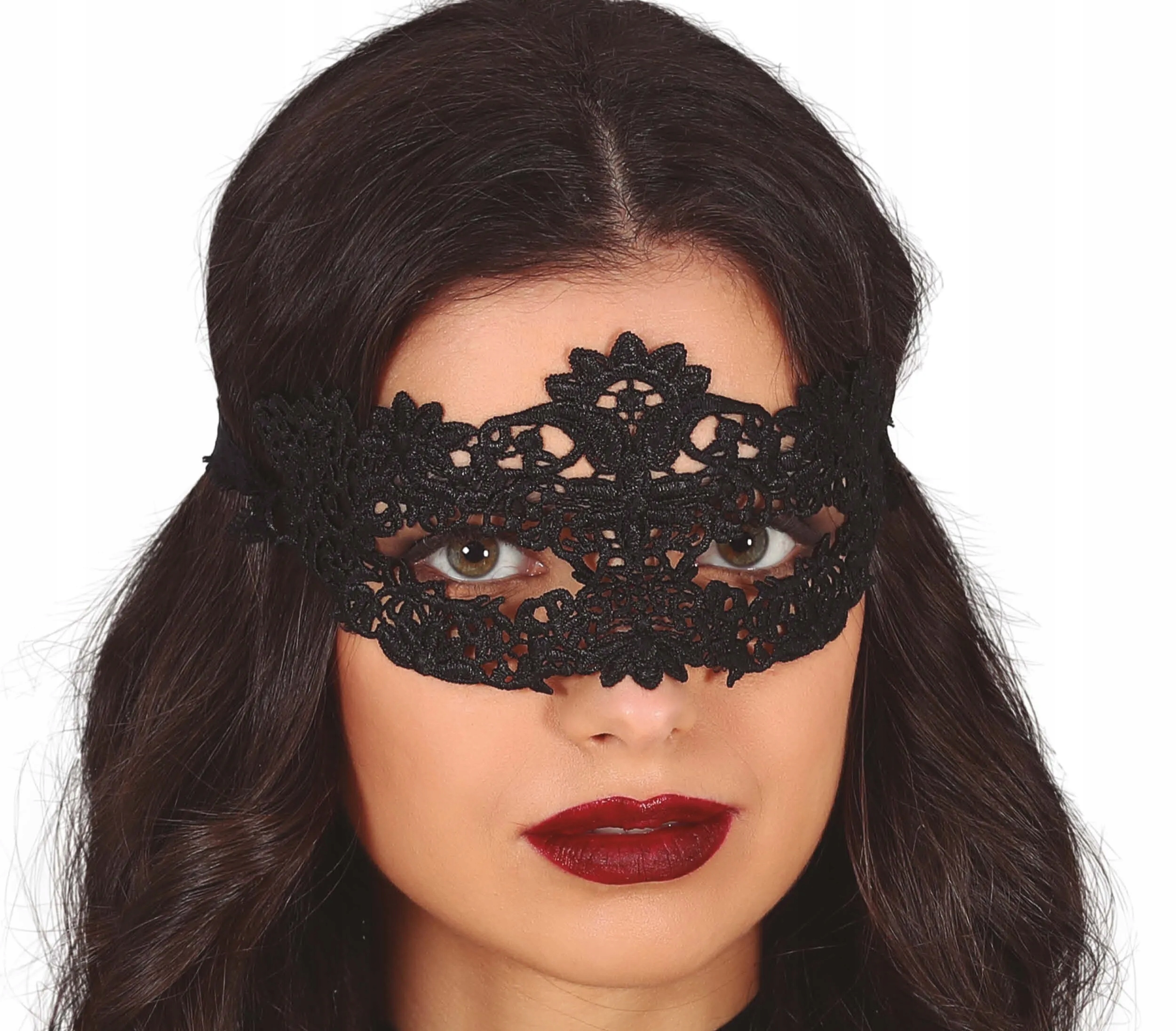 Maska wenecka ażurowa z koronki czarna na oczy