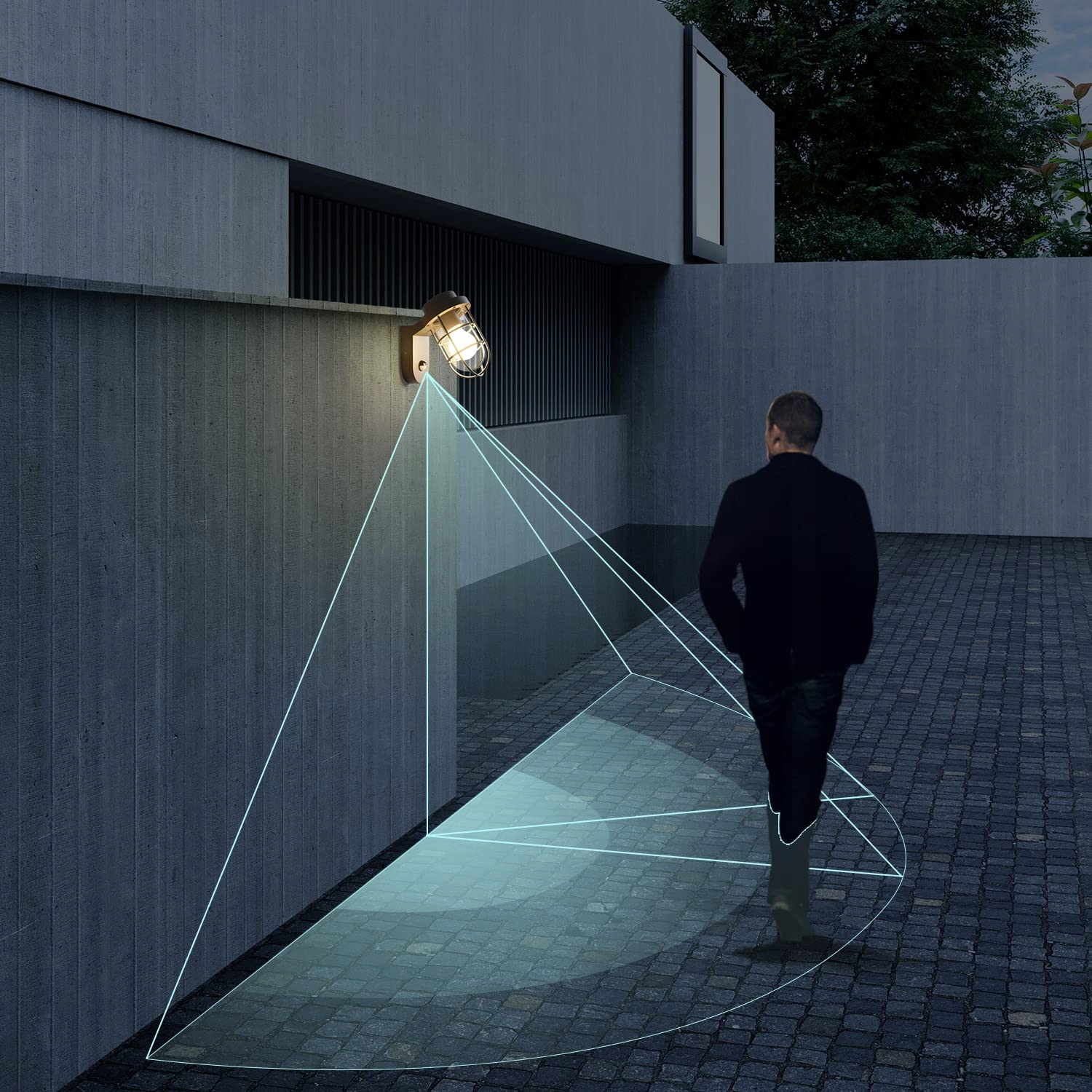 Lampa Ścienna Zewnętrzna Z Czujnikiem Ruchu Wodoodporna IP44 DAWALIGHT — miniatura 5