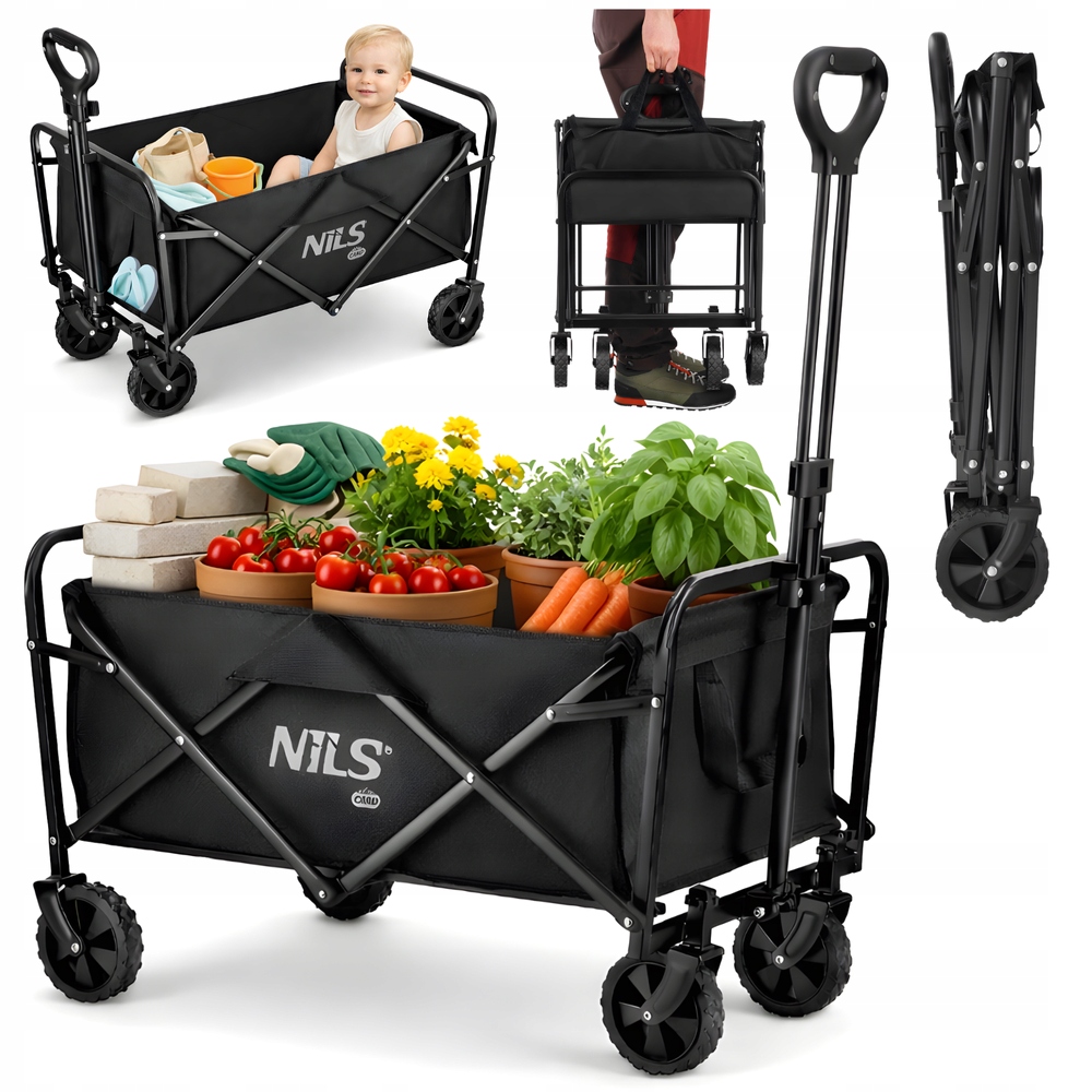 Přepravní skládací zahradní vozík s rukojetí na pláž, turistický, 70 l