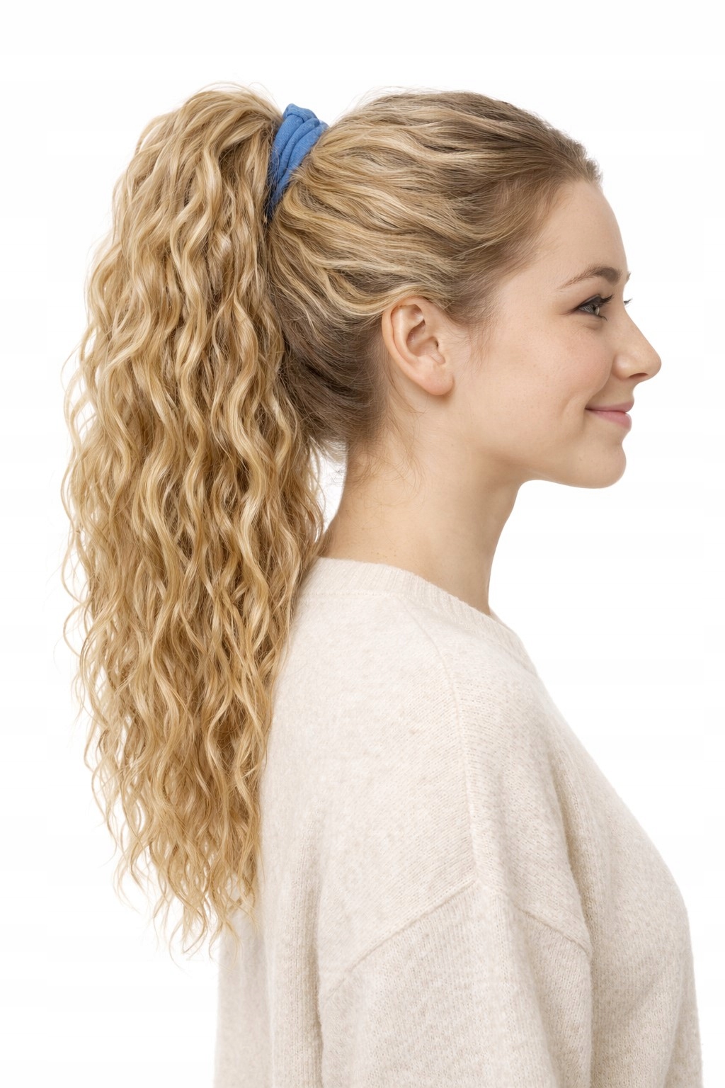 Připínací poník, dlouhý vlnitý Leeds blond mix 40 cm -Nessaja wigs