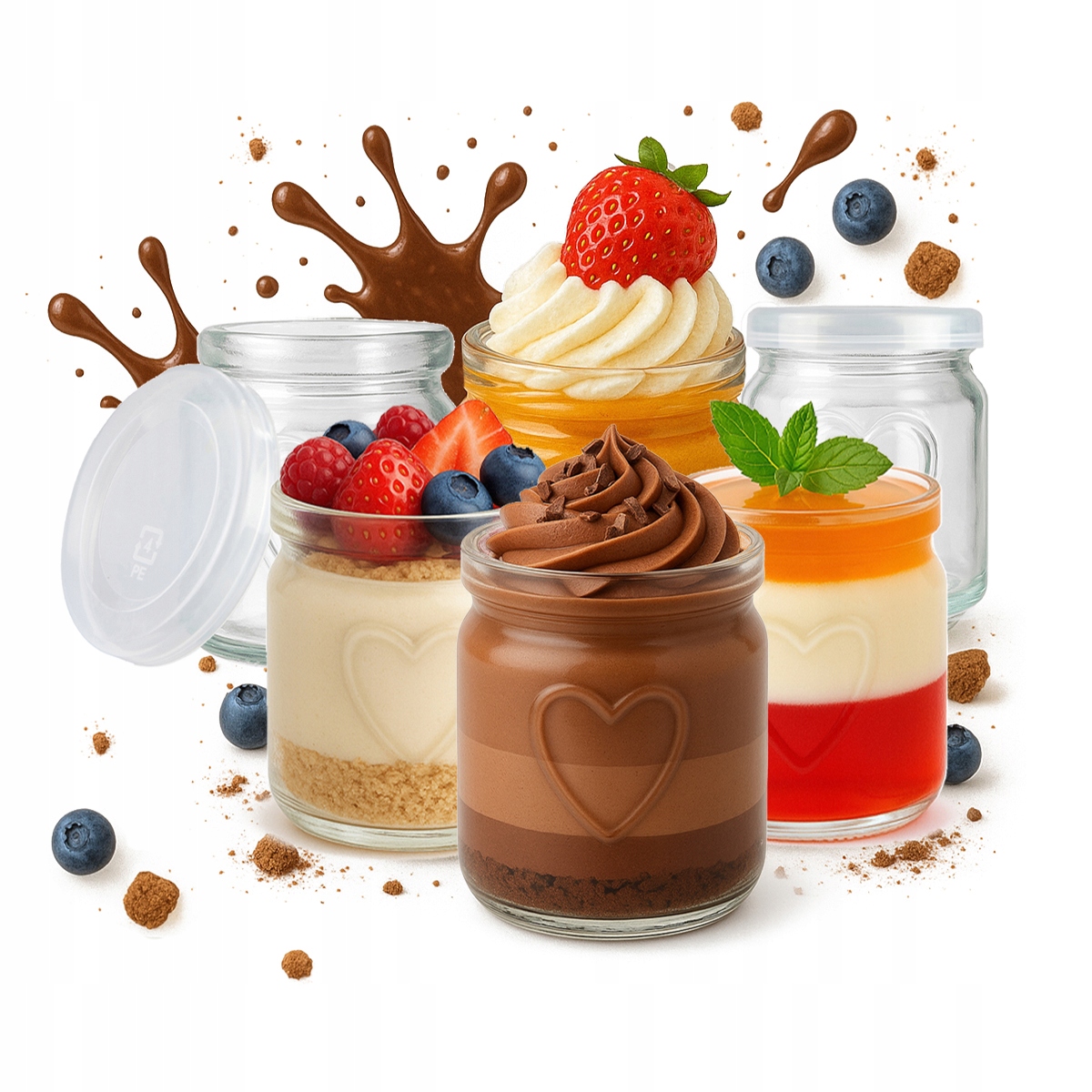 84 x Nádoba Na Dezerty 250 ml Sklenená Nádoba Srdce Na Dezerty