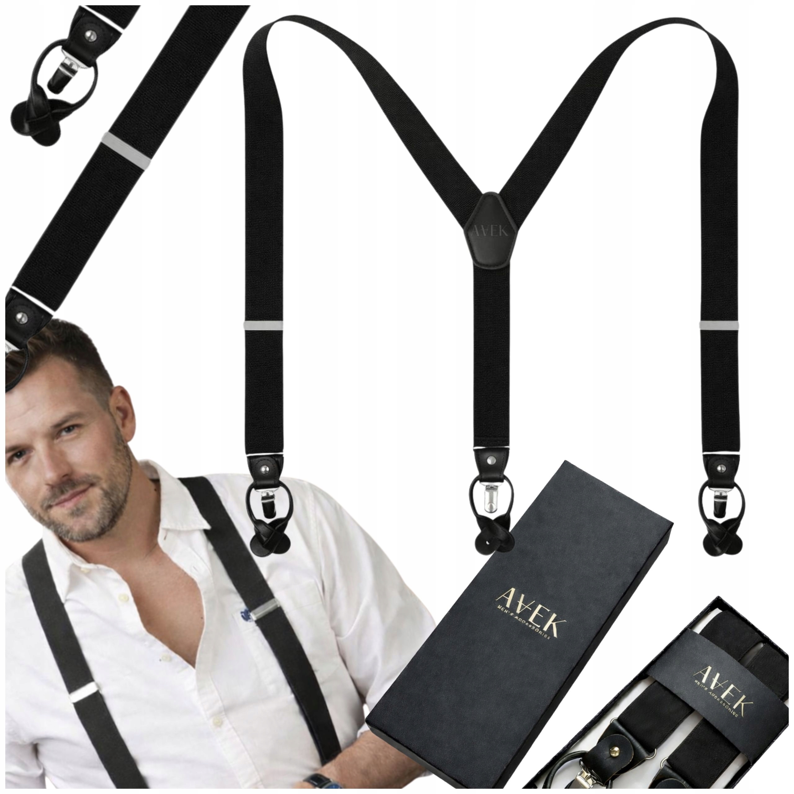 Šle Ke Kalhotám Černé, Pánské, Nastavitelné, Široké Jako Dárek 2V1 Avek