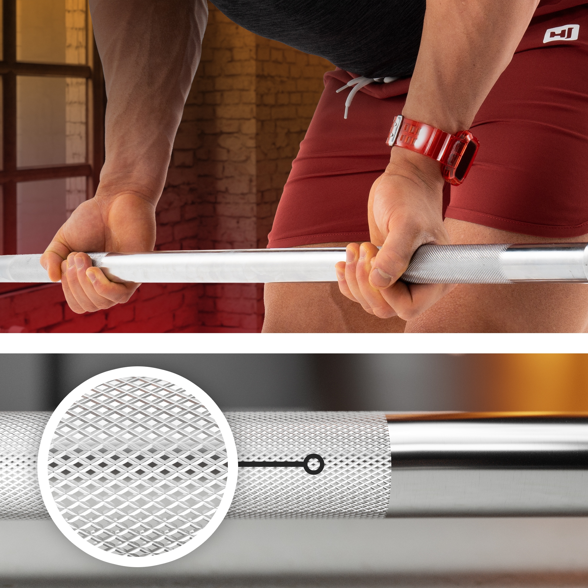 Gryf prosty 150cm stalowy pełny odlew 30mm do obciążeń sztangi zaciski Marka Hop-Sport