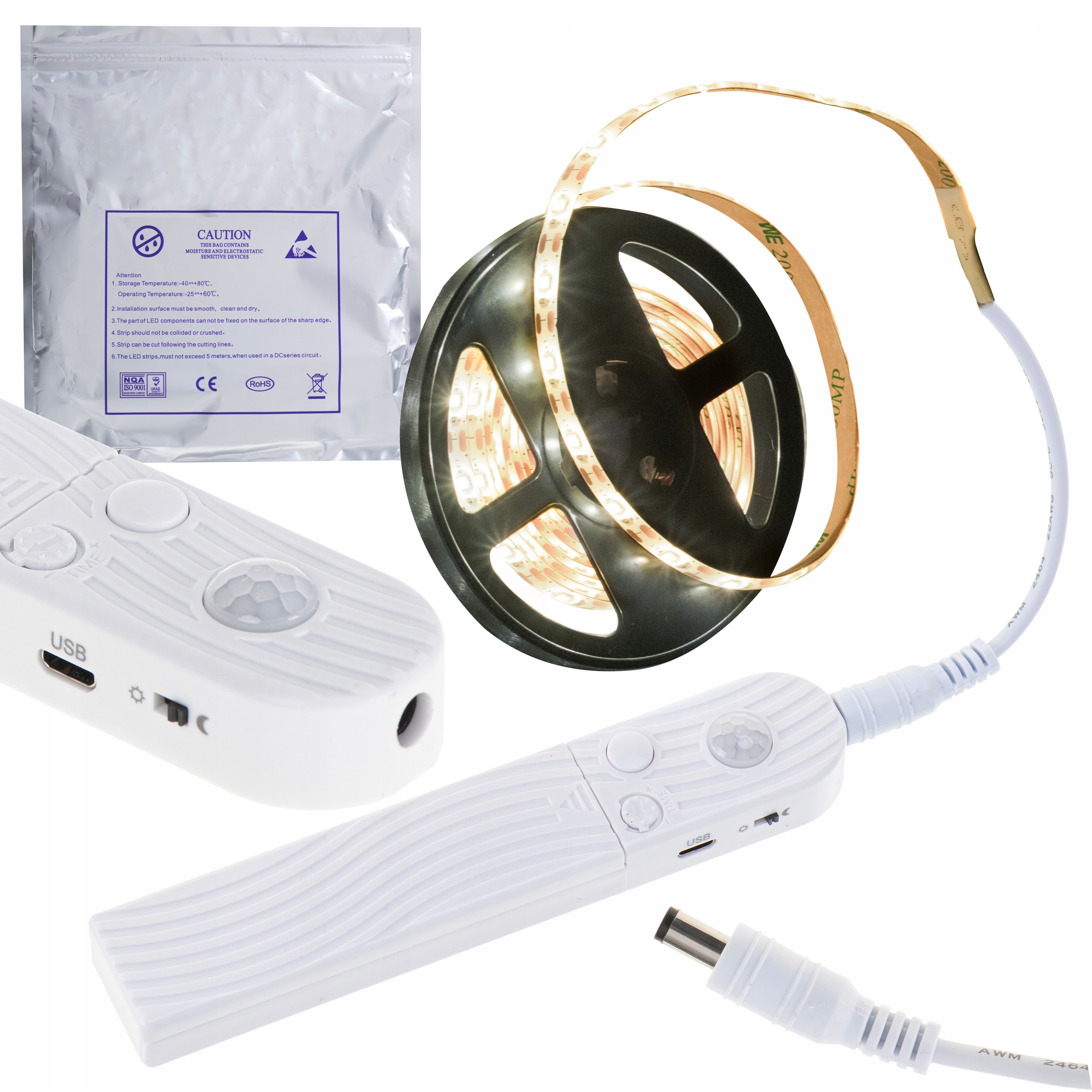 

Taśma na baterie Led czujnik ruchu 2M ciepły biały