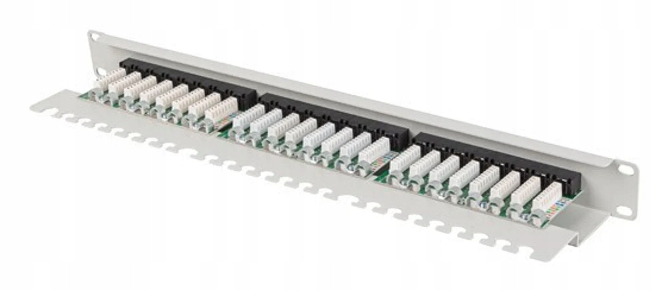 Patch Panel 24 port kat.6a cat.6a Utp szary Rack Patchpanel 19" 1U Lsa 24x