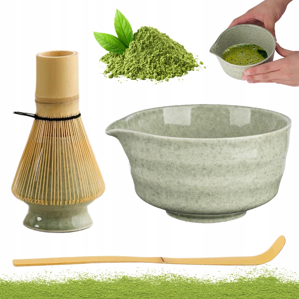 Levně 4 Ks Nástrojů Na Matchu S Miskou, Šlehací Metlou, Rukojetí A Lžící