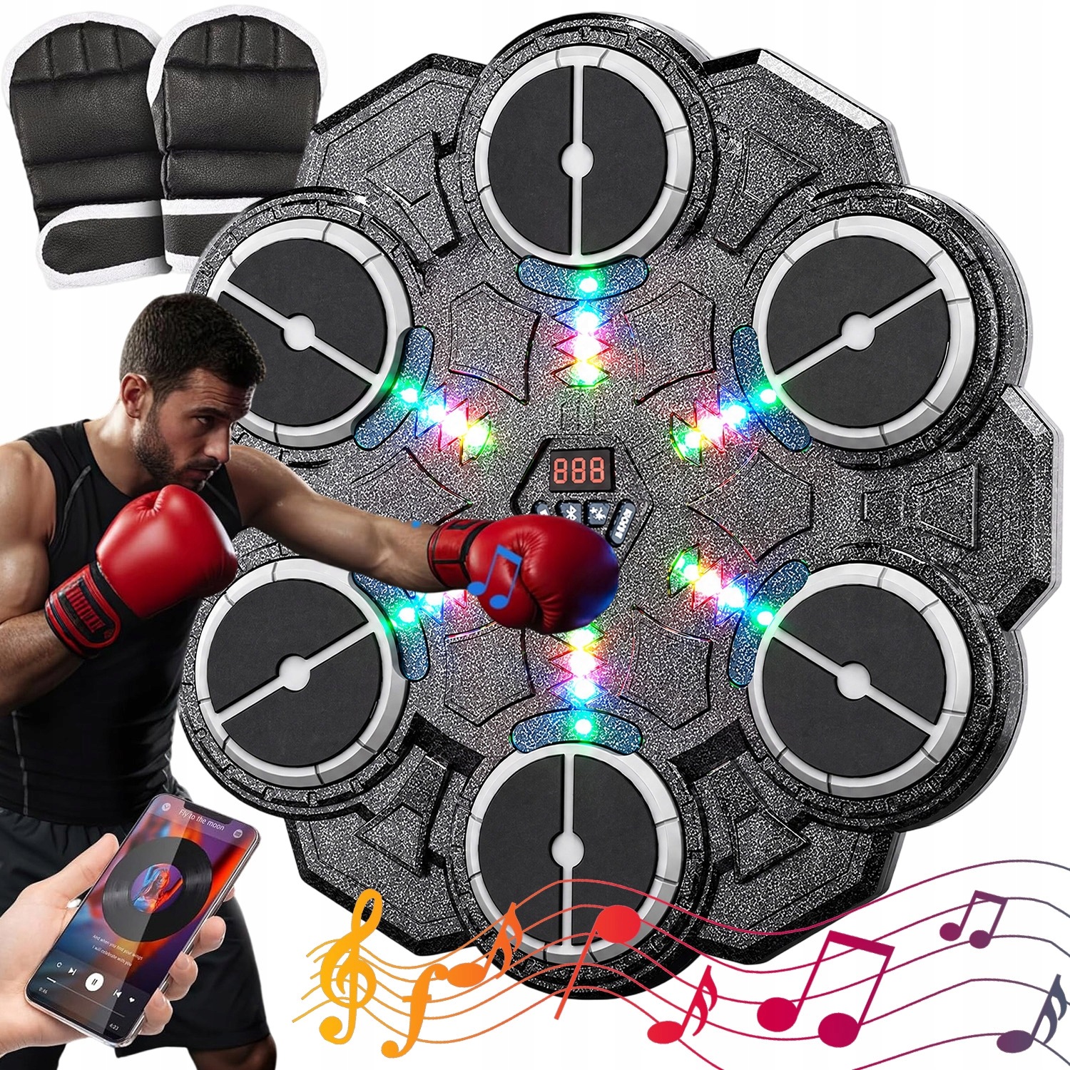 Music Boxing Machine Boxovací Stěna Hudební Štít Bluetooth 9 Režimů