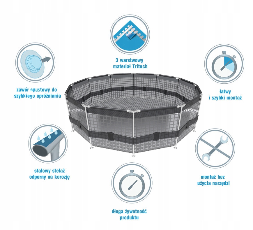 VIP BASEN STELAŻOWY WZMOCNIONY 305x76cm 19w1 2022 Kod producenta 56408