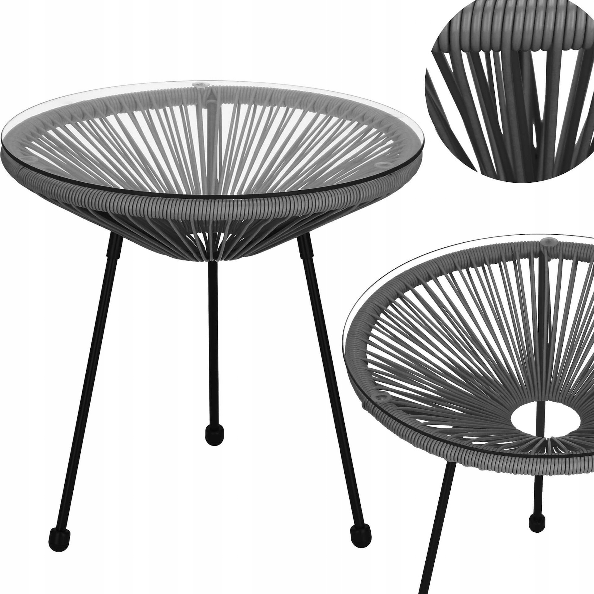 Zahradní Balkonový Stolek Kávový Stůl Na Balkon Terasa Kulatý Technorattan