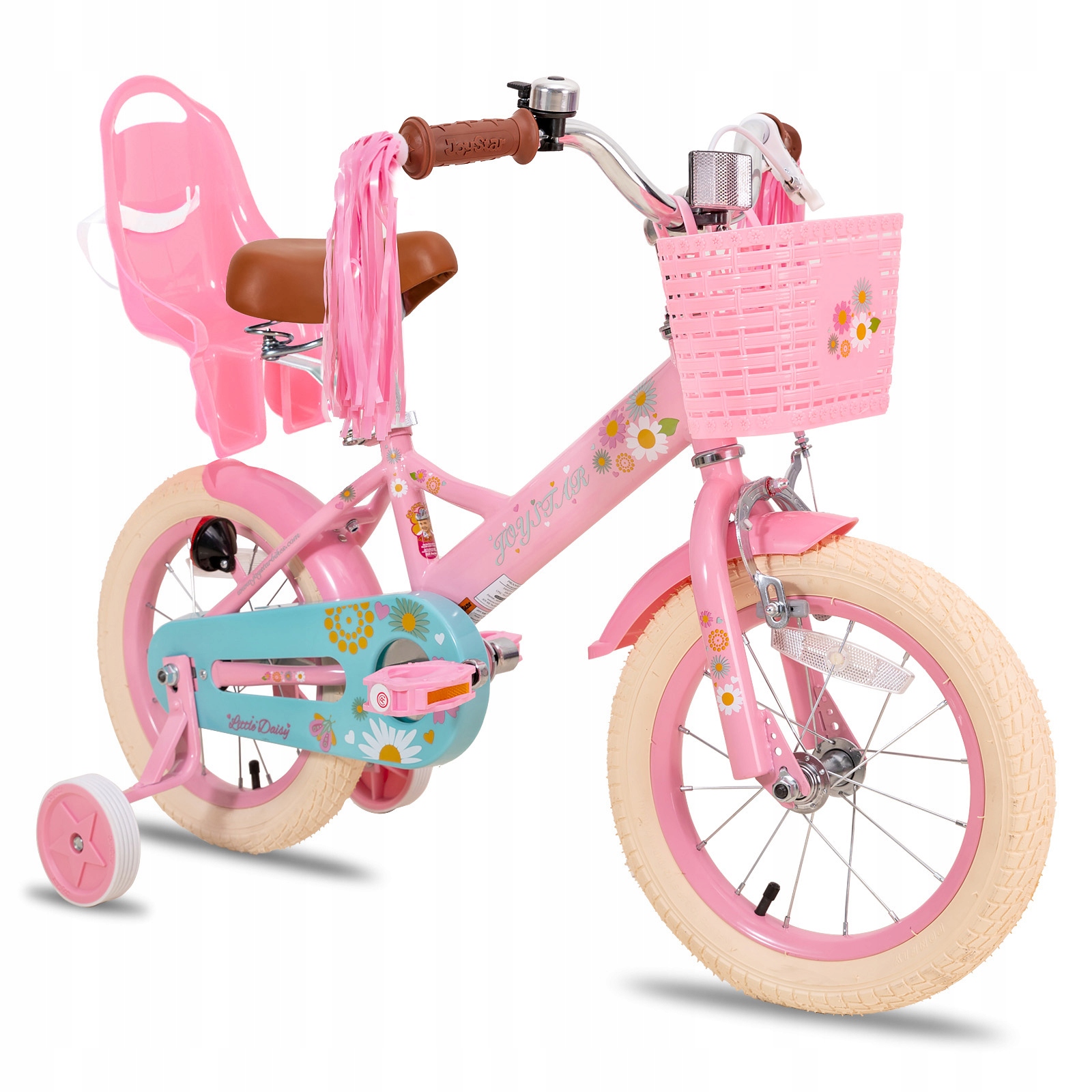 Dětské kolo Joystar Little Daisy 16" růžové s košíkem na kolečkách