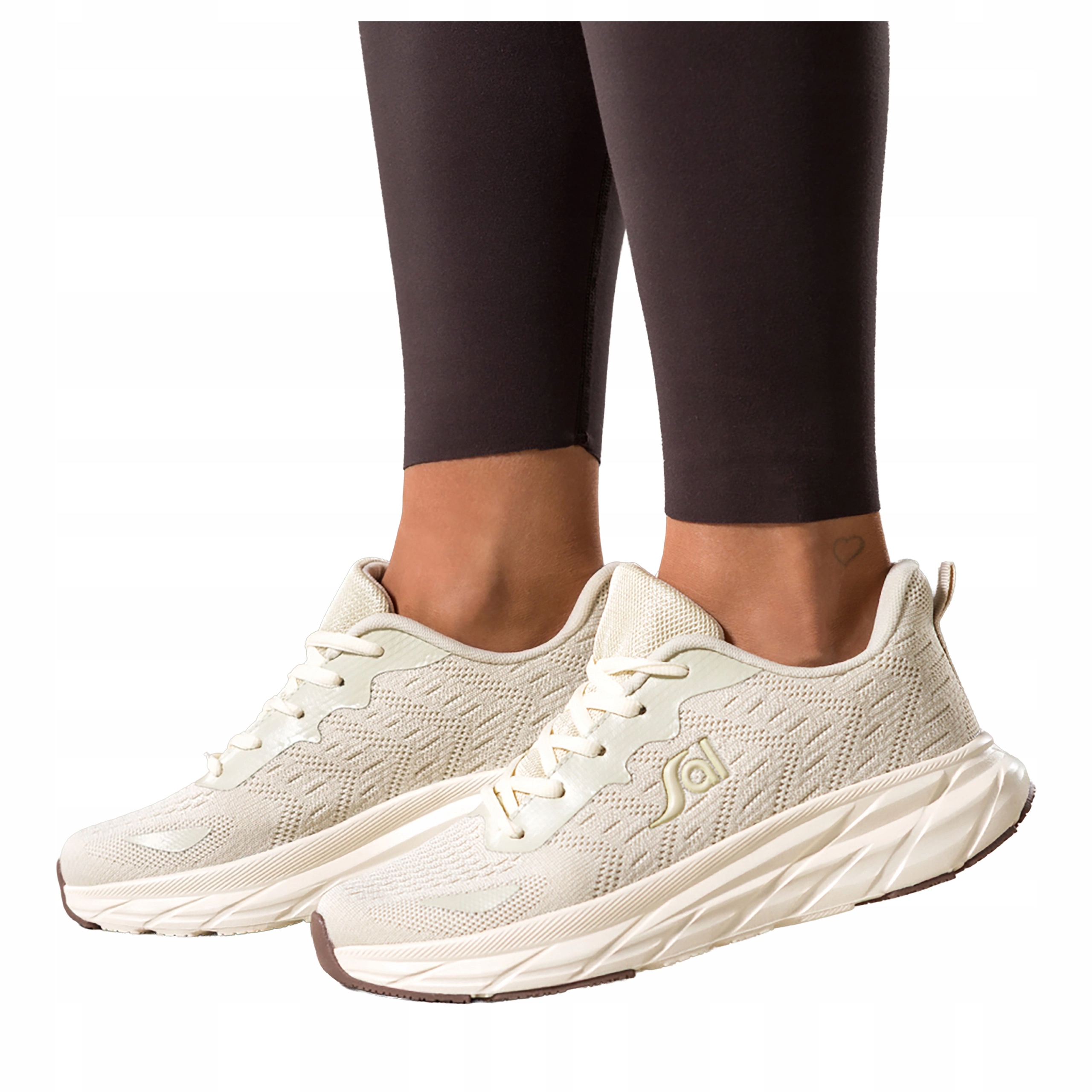 Béžové dámské sportovní tenisky na fitness, šněrovací na platformě, velikost 36