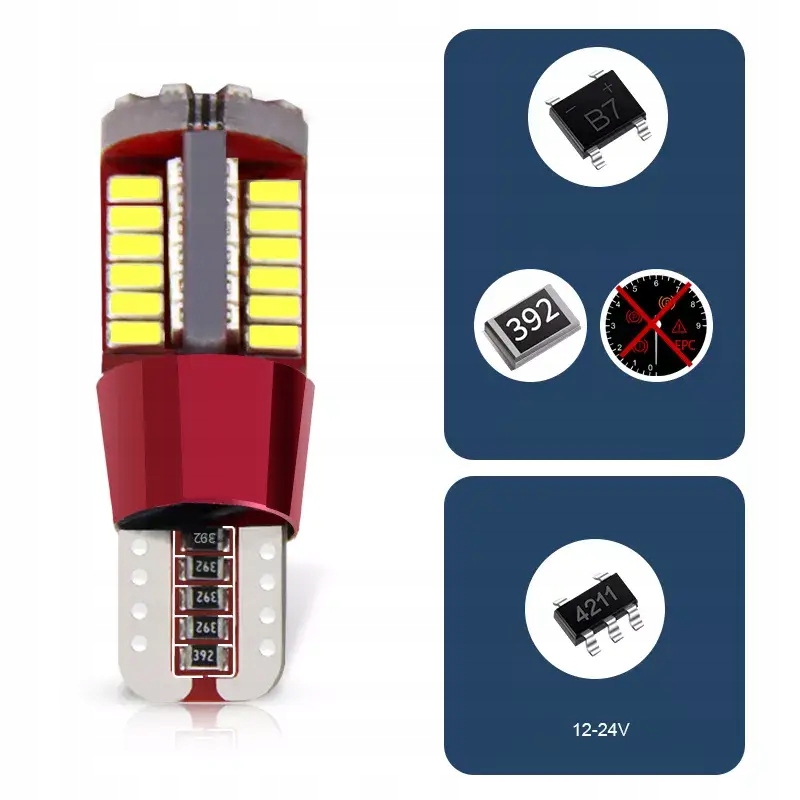 ŻARÓWKA LED W5W T10 POSTOJÓWKI 57 LED CANBUS 360° Numer katalogowy części LED SKLEPLEDY T10 W5W 360° 57SMD