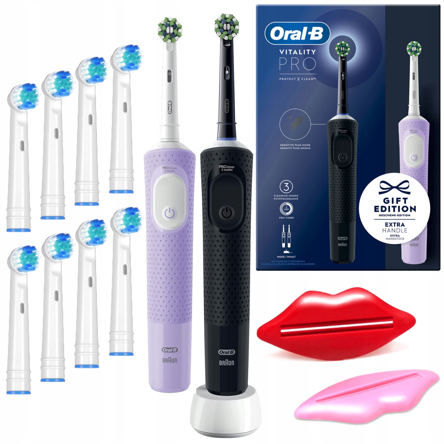 Szczoteczka Elektryczna Oral-B Vitality Pro D103 Duo Czarna/Fiolet Dodatki