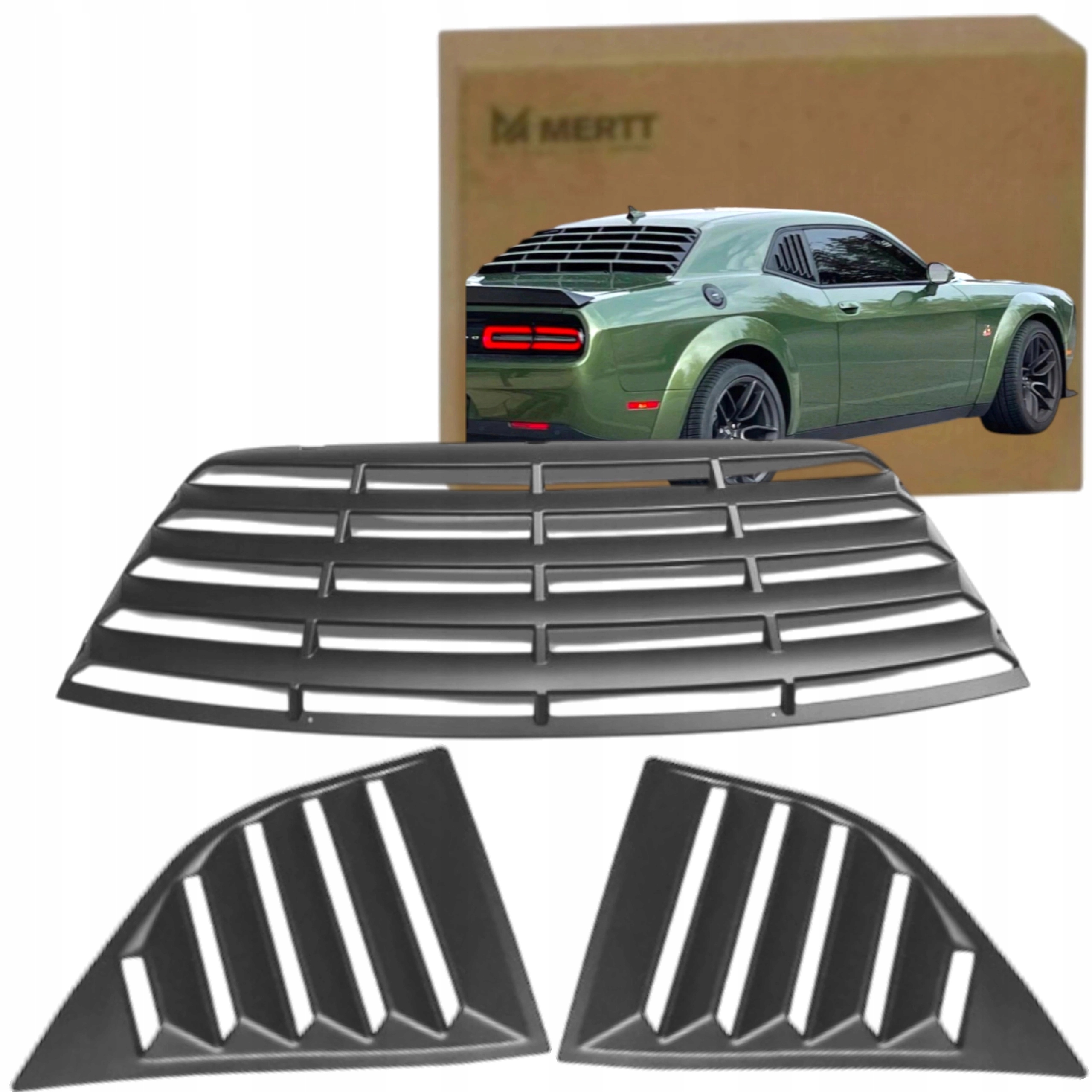 Dodge Challenger 2008-2022 Žaluzie zadního skla skla Černá Matná černá