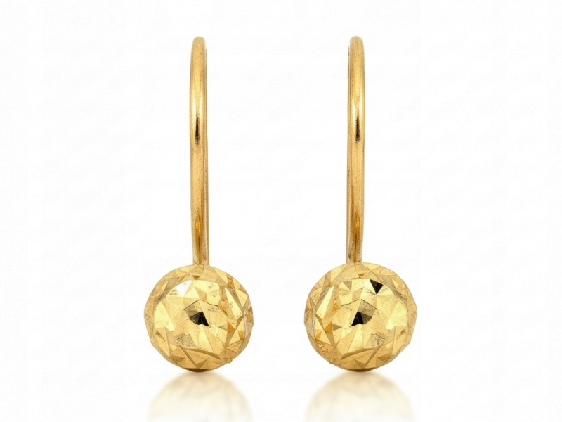 Zlaté náušnice s kuličkou na biglu 585 diamantové Kuličky 0.80 g bez kamenů