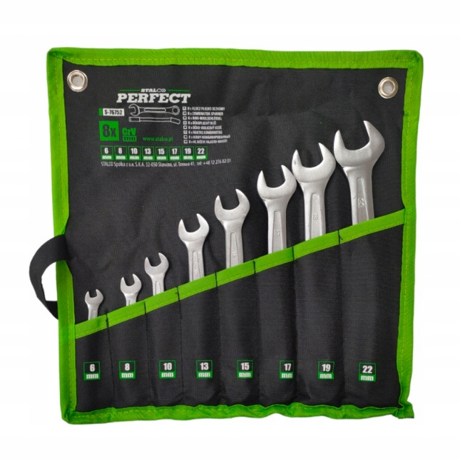Stalco Zestaw Klucze płasko-oczkowe 6-22mm 8 elementów polerowane