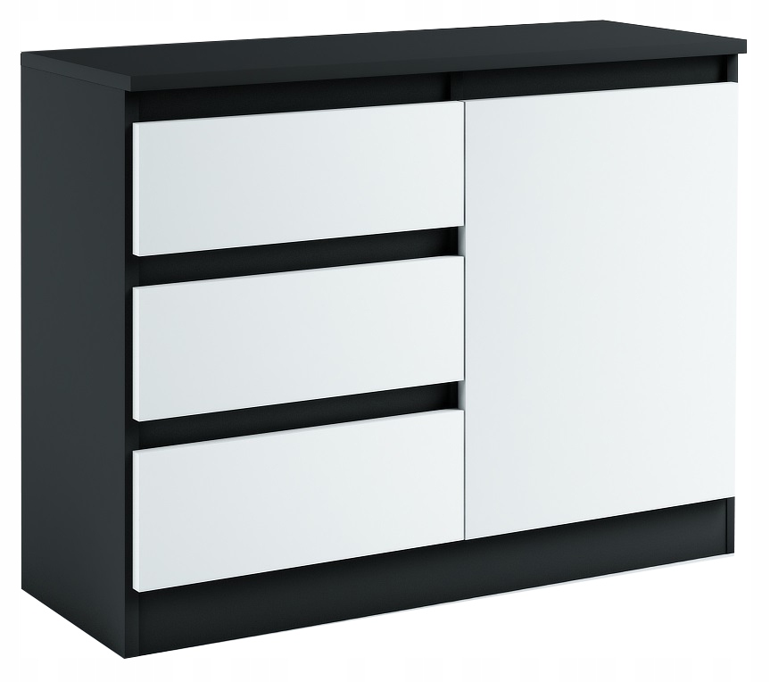 014-052 KOMODA B1d3s/100 cm - CZARNO / BIAŁY