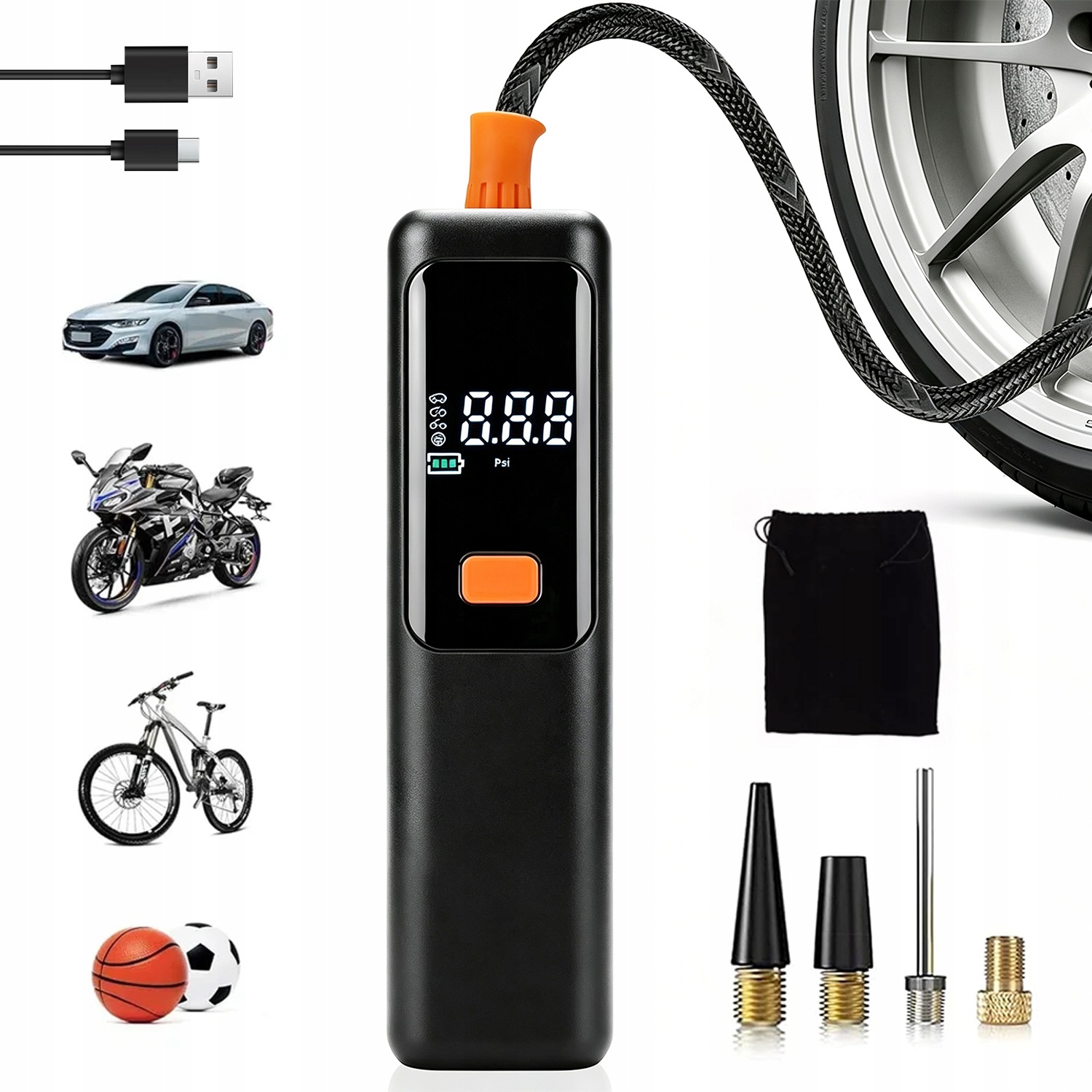 Pompka Rowerowa Elektryczna Kompresor Samochodowy 4500mAh