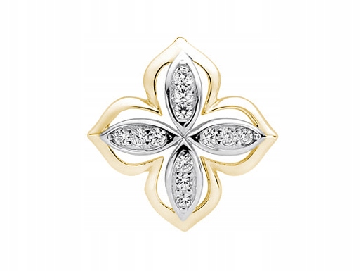 Stříbrný Přívěsek Květina s zirkony Rhodiovaný pozlacený přívěsek Květina