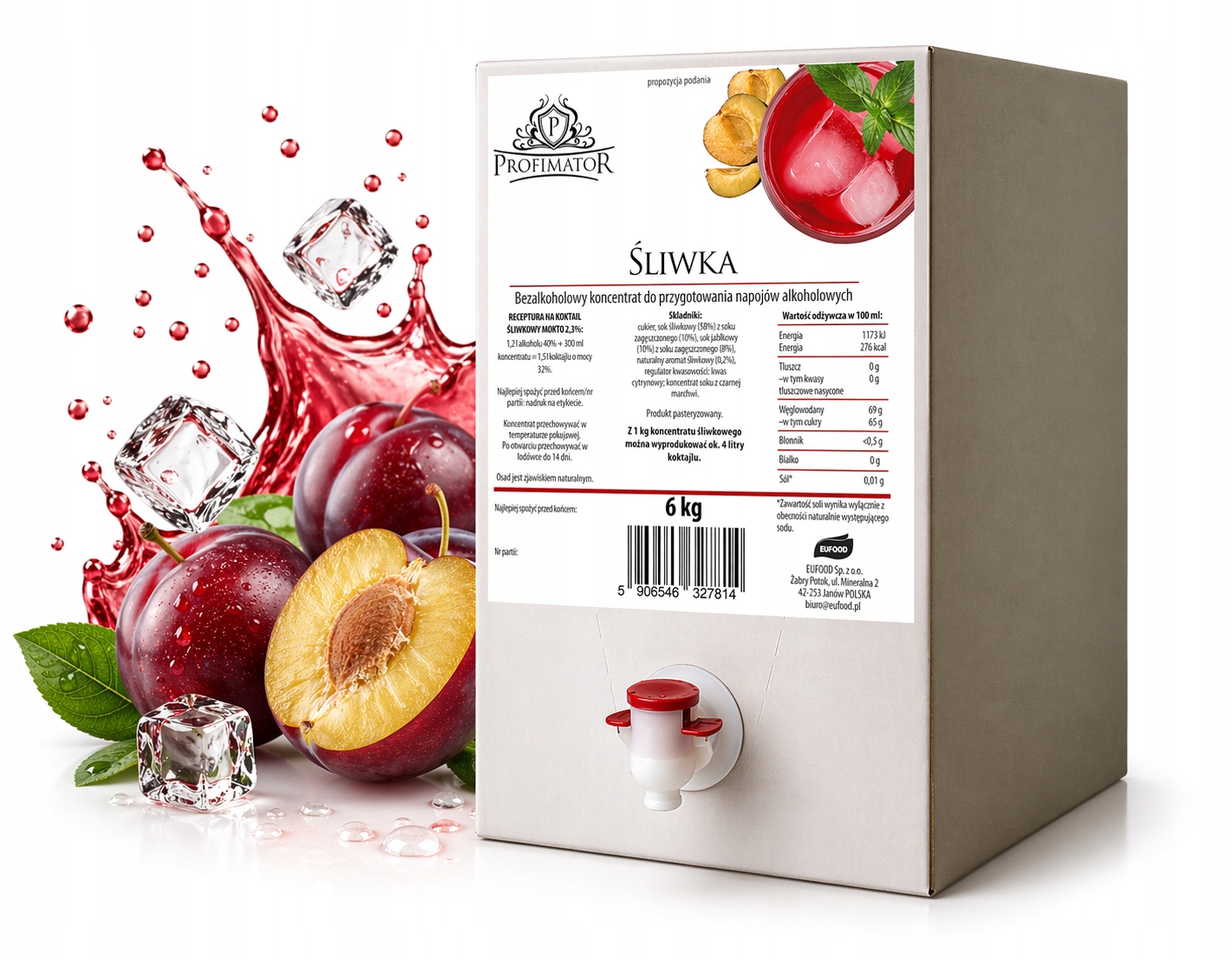 Zaprawka koncentrat śliwkowy śliwka 6 kg baza drinków koktajli Profimator