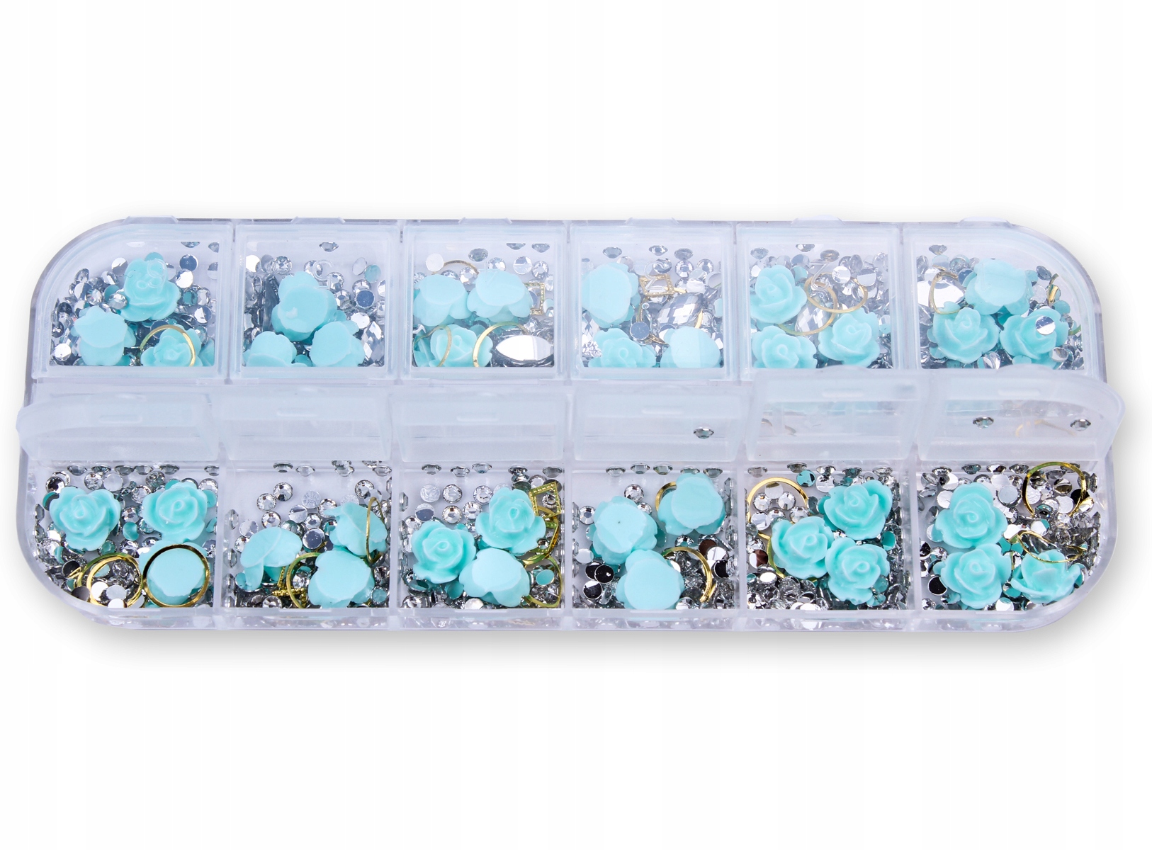 ZESTAW OZDÓB DO PAZNOKCI KASETKA CYRKONIE RÓŻE Marka Isabellenails