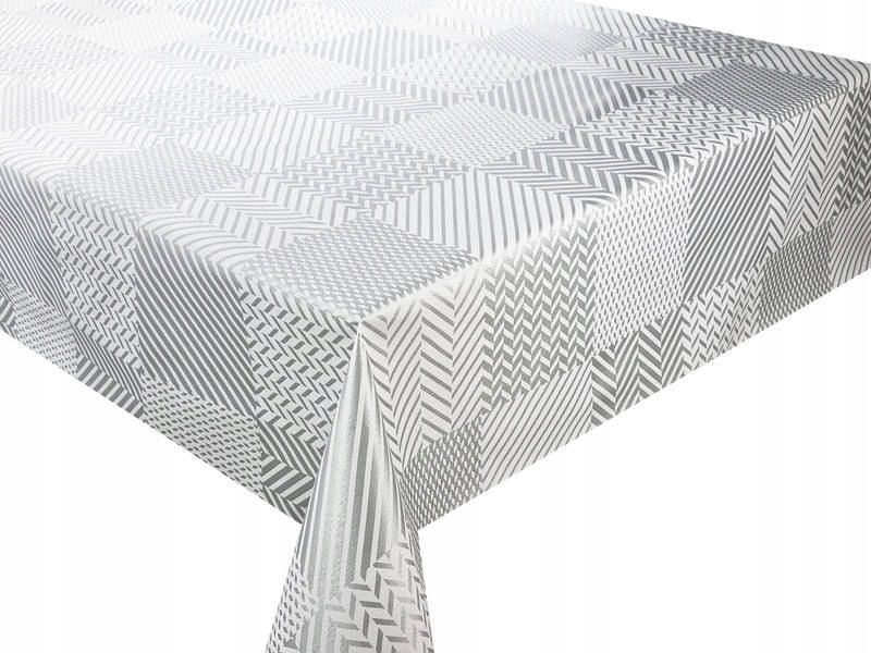 Cerata na Metry Obrus Ceratowy Na Wymiar Biały Srebrny 10x140 cm