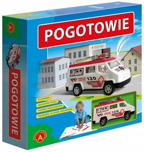 Gra Planszowa Pogotowie Będę lekarzem puzzle samochód karetka budowanie