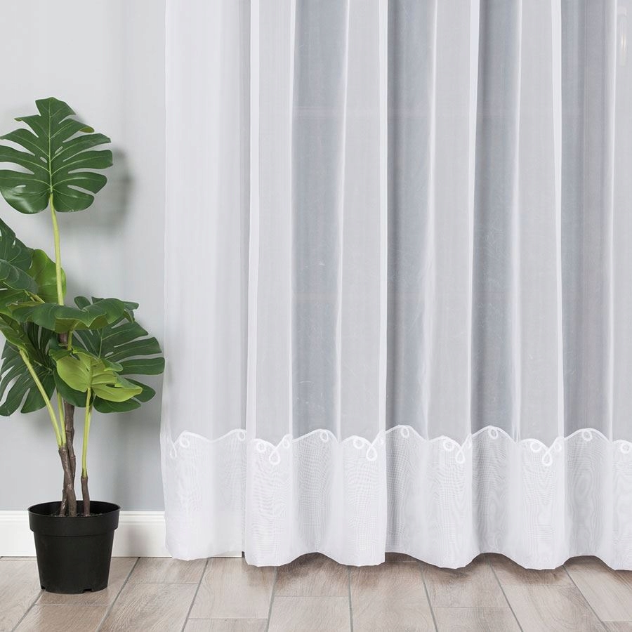 Mg záclona 105 Voál Bílá výšivka dole 350x270 cm Hotová S Páskou Skr