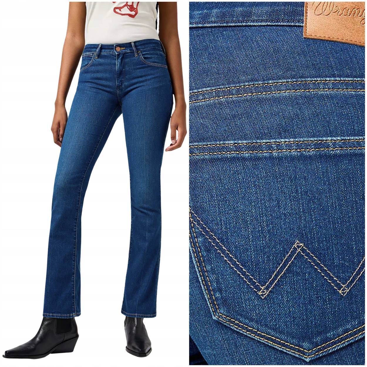 Wrangler Bootcut Heavenly Blue, rozšířené dámské džínové kalhoty W29 L32