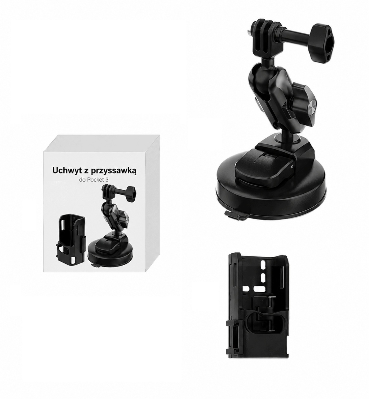 Kovový držiak do auta s prísavkou pre Dji Pocket 3 GoPro 3v1