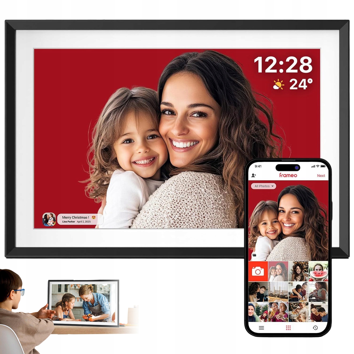 Rámeček Digitální Na Fotografie Frameo Wi-Fi Hd Ips 15.6" Fotorámeček Dárek 32GB