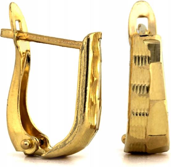 Zlaté náušnice 585, anglické zapínání bez kamenů, elegantní jako dárek