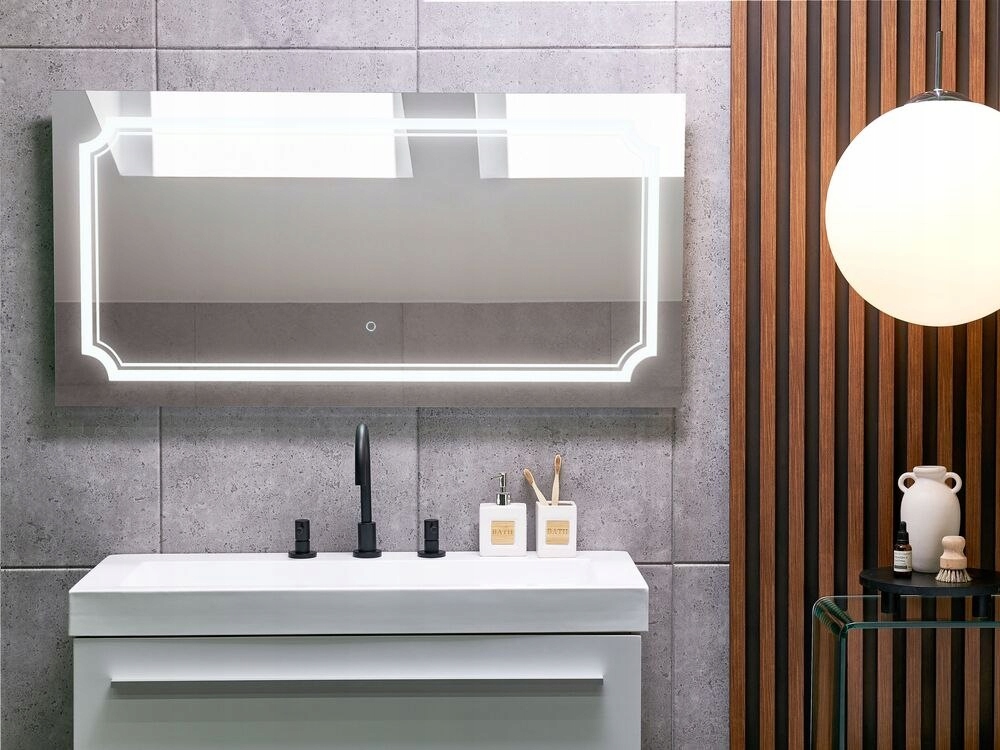 Lustro ścienne LED 120 x 60 cm srebrne ARROMACHNES Wysokość 60 mm