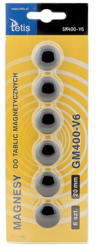 MAGNES MAGNESY OKRĄGŁE KOLOROWE DO TABLIC 6szt TETIS