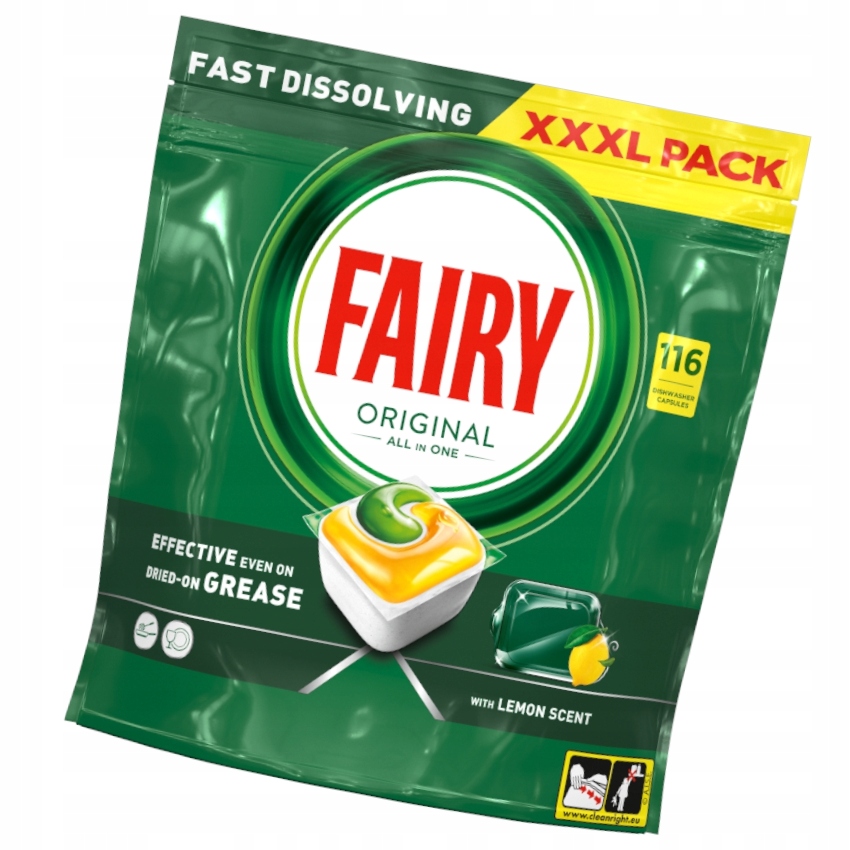 Levně Kapsle do myčky nádobí Fairy Original All in One Lemon 116 kapslí