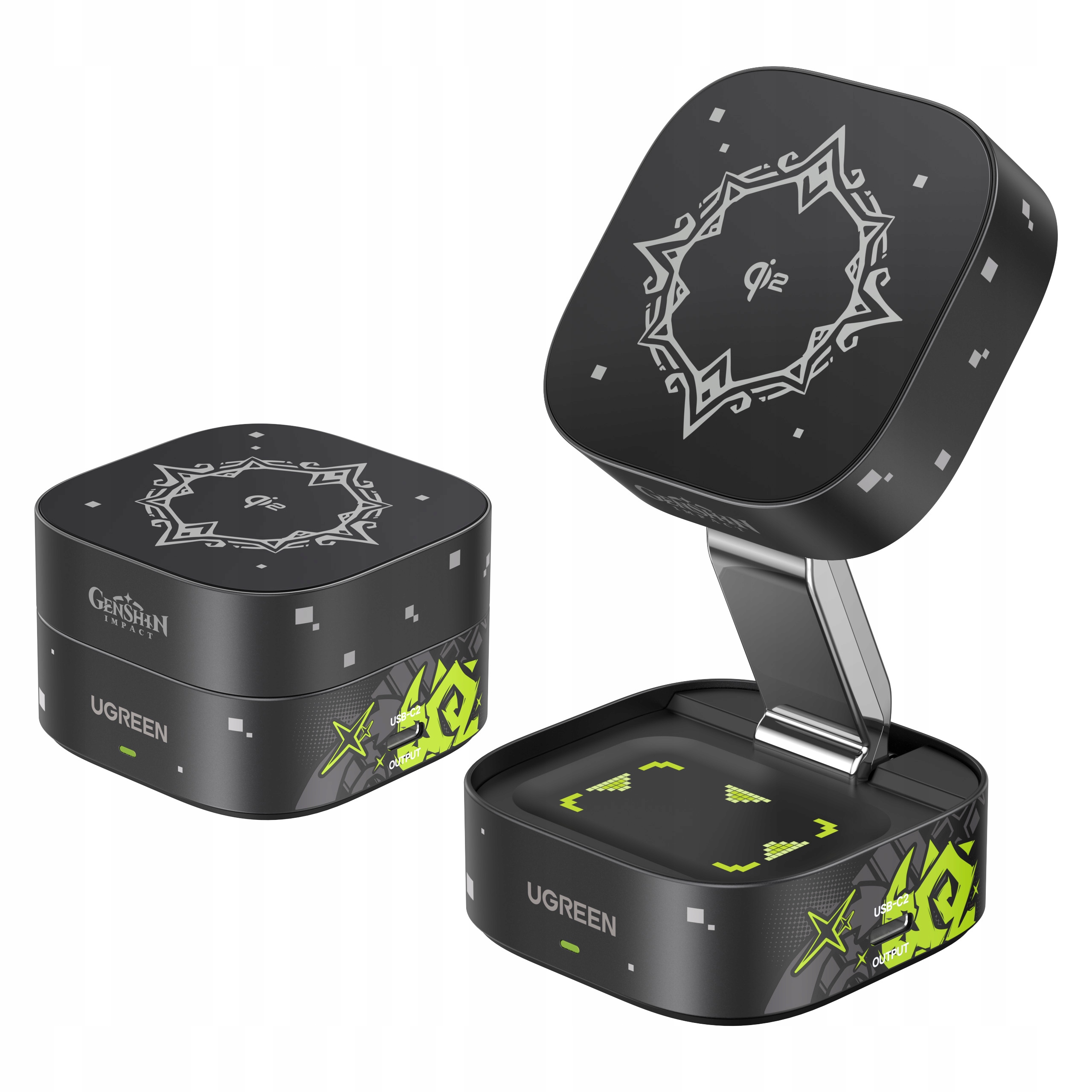 Ugreen Genshin Impact nabíječka Qi2 2v1 pro iPhone AirPods 25W kabel