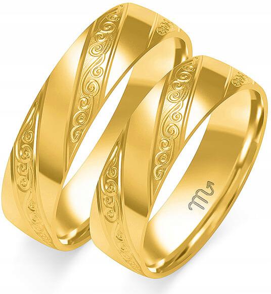 Zlatý snubní prsten na svatba pro pár 14K 585 vel. 35 36 37 dámský, originální